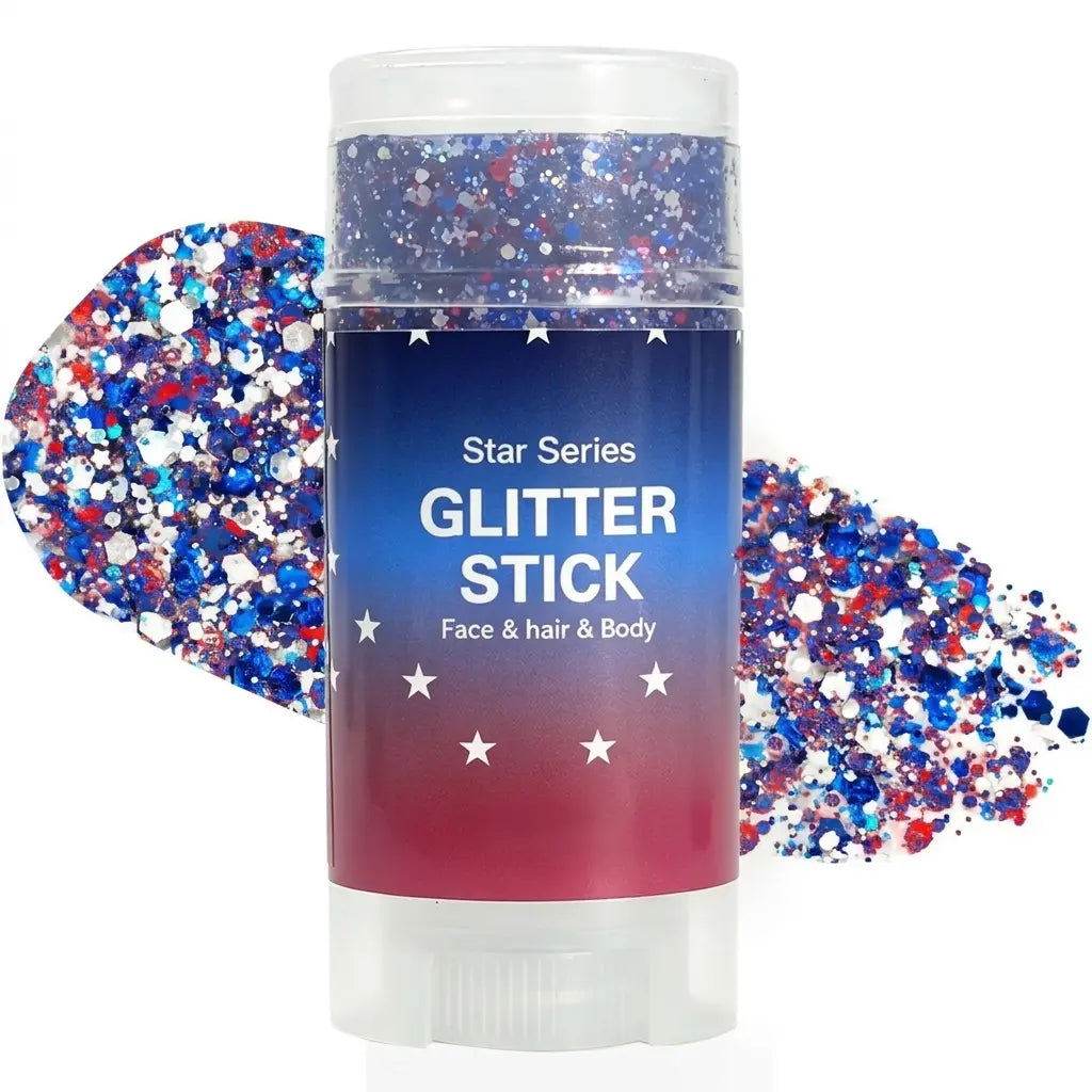 🔥LAST DAY 70% OFF 4th of July Glitter Stick - Red White Blue Patriotic Sparkle Gel for Face Hair & Body