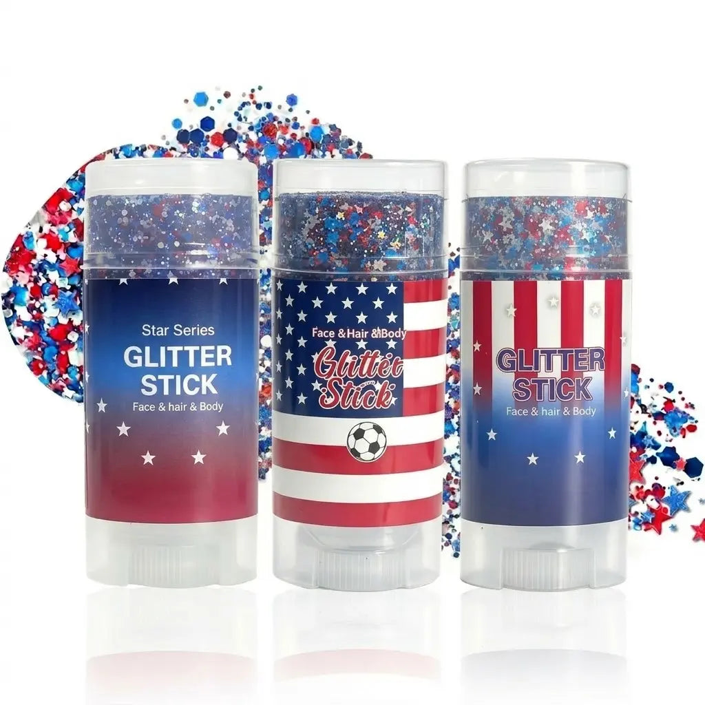 🔥LAST DAY 70% OFF 4th of July Glitter Stick - Red White Blue Patriotic Sparkle Gel for Face Hair & Body