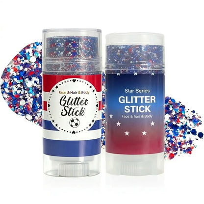 🔥LAST DAY 70% OFF 4th of July Glitter Stick - Red White Blue Patriotic Sparkle Gel for Face Hair & Body