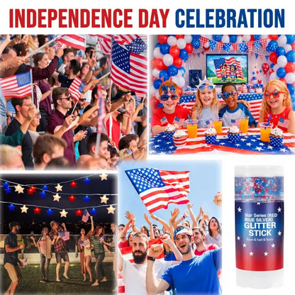 🔥LAST DAY 70% OFF 4th of July Glitter Stick - Red White Blue Patriotic Sparkle Gel for Face Hair & Body